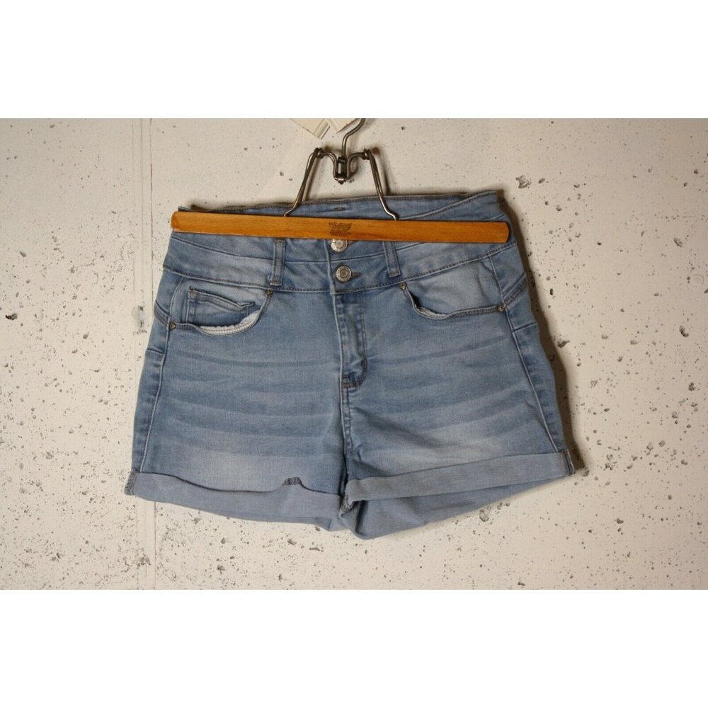Wax Jean Womens Shorts Size Small Butt, I Love You!  Stretch Blue Cuffed Denim